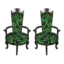 Pair Of Mid Century Modern Wood & Metal Armchairs - Armchairs And Accent Chairs