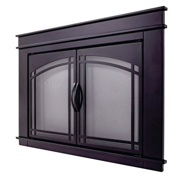 Pleasant Hearth Fenwick Collection Fireplace Glass Door, Black, Small