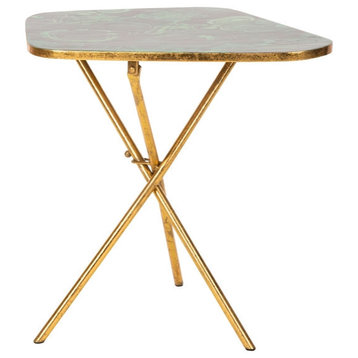 Mariah Faux Agate Side Table, Malachite Green/Gold
