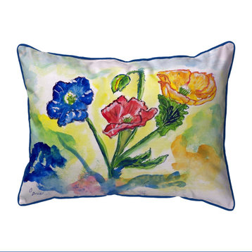 Betsy Drake Bugs & Poppies Large Indoor/Outdoor Pillow 16x20