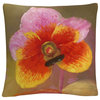 Orange-Pink Orchid' Floral Botanical By Masters Fine Art Decorative Throw Pillow
