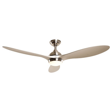 56 in Brushed Nickel LED Ceiling fan with 3 Blades and Remote Control