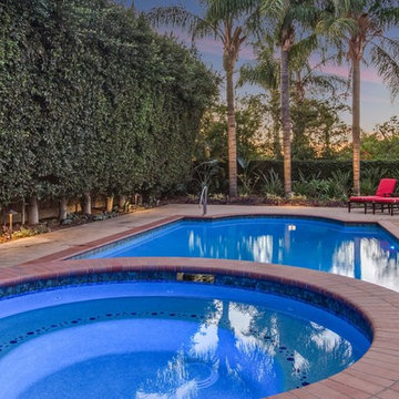 Pool with Creative Tile Details at Twilight