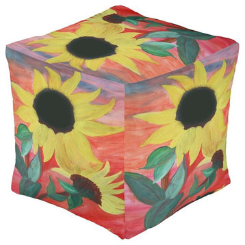 Floral ottomans from my art., Giant Sunflower