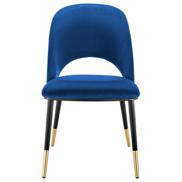 Alby Side Chair, Blue Velvet With Black Legs Set of 2