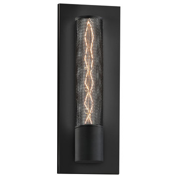 Urban Edge 1-Light Panel Wall Sconce With Black Wire Mesh Shade