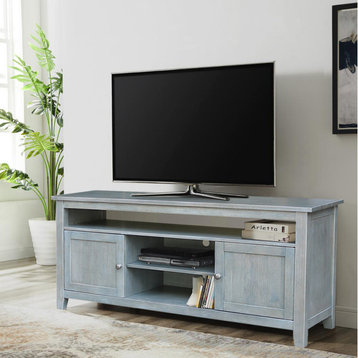Entertainment / TV Stand with 2 Doors, Heather Grey-Antique Washed