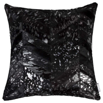 HomeRoots 18" x 18" x 5" Black and Silver Pillow