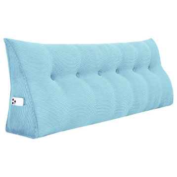 Bed Wedge Pillow Headboard Cushion Daybed Backrest Pillow Reading Wedge Sky Blue, 71x20x8