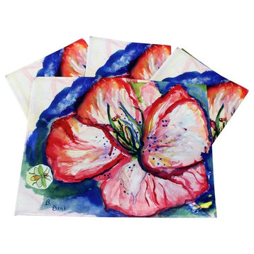 Red Hibiscus Flower 17 Inch Kitchen Dining Room Placemats Set of 4 Betsy Drake