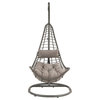 Benzara BM250671 Patio Hanging Chair With Tear Drop Shape & Thick Cushions, Gray