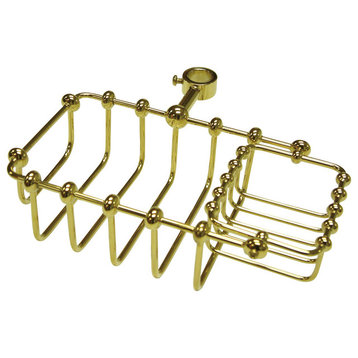 Kingston Brass Vintage-Style Polished Brass Shower Riser Mounted Soap Basket CC2