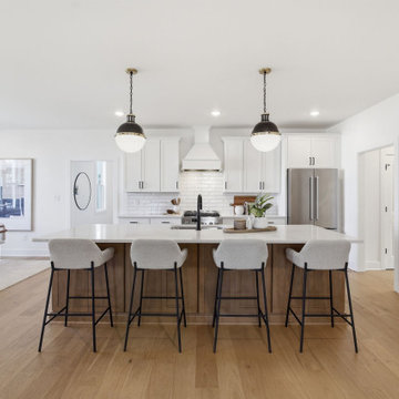 Luxury White Kitchen with Warm Wood Accents