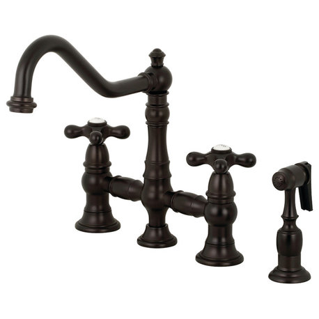 Kingston Brass Bridge Kitchen Faucet With Sprayer, Oil Rubbed Bronze