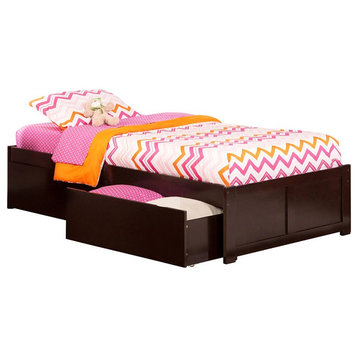 AFI Concord Twin XL Storage Solid Wood Platform Bed in Espresso