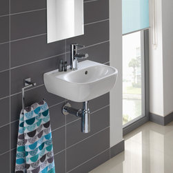 4U Wall-mount or above-counter ceramic Sink with overlow and one faucet hole - Bathroom Sinks