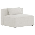 Meridian Furniture - Cube Upholstered Modular Component, Cream, Linen Texured Fabric, Armless Chair - Treat yourself to some long overdue "me time" when you're seated on this Cube Modular Armless Chair. This beautiful modular unit is both eye-catching and elegant, features durable linen textured upholstery in a soft cream color that meshes well with nearly any existing color scheme. Pair this modular Armless Chair with other items in the same collection to create an unlimited number of combinations and enjoy the custom seating arrangement of your dreams. Latches underneath make it easy to attach pieces to one another.