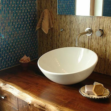 Walnut Vanity with Vessel Sink