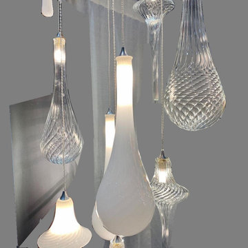 CONTEMPORARY-INTERIOR-DESIGN-LIGHTING, MODERN-BLOWN -GLASS-CHANDELIER