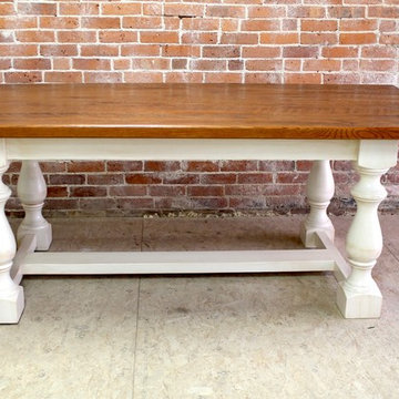 7ft Reclaimed Farm Table With White Trestle Base