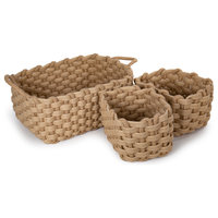 Chunky Braided Jute Baskets, Set of 3, 18"x11", Natural