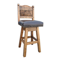 Hacienda Swivel Stool With Cowhide, 30" Bar Height
