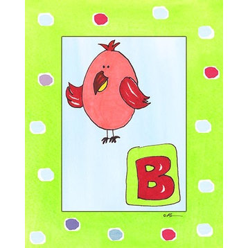 B is for Bird, Ready To Hang Canvas Kid's Wall Decor, 11 X 14