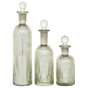 Glam Silver Glass Decorative Jars Set 28886