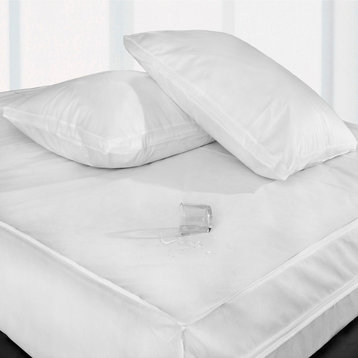 Permashield Antibacterial Extra Strength Basic Bed Protector Set, White, King