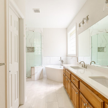 Modern Shower with Stand Alone Tub
