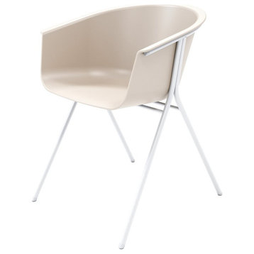 Olio Designs Tee Plastic Guest Arm Chair in Moonbeam and Silver