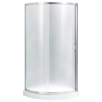 Ove Decors Breeze 32 Shower Kit, Frosted Glass Panels and Base, Satin Nickel