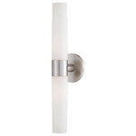 Eurofase - Eurofase 23274-020 Vesper - Two Light Wall Sconce - The Vesper two light wall sconce has frosted glass tube with cast metal frame with incandescent lighting.  Bulb Voltage: 120Vesper Two Light Wall Sconce Brushed Nickel Opal White Glass *UL Approved: YES *Energy Star Qualified: n/a  *ADA Certified: n/a  *Number of Lights: Lamp: 2-*Wattage:60w T10 bulb(s) *Bulb Included:No *Bulb Type:T10 *Finish Type:Brushed Nickel