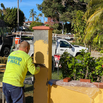 Applying Stucco to Block Columns in Point Loma