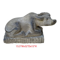 Unique Lying Buffalo Chinese Hand Carving Statue - Garden Statues And Yard Art