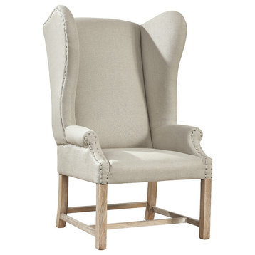 Grand Linen Wingback Chair