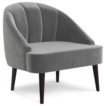 Harrah Accent Chair, Velvet fabric, Smoky Grey