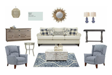 Beach style living room photo in Houston