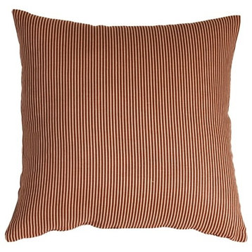 Pillow Decor - Ticking Stripe Sienna 18 x 18 Throw Pillow