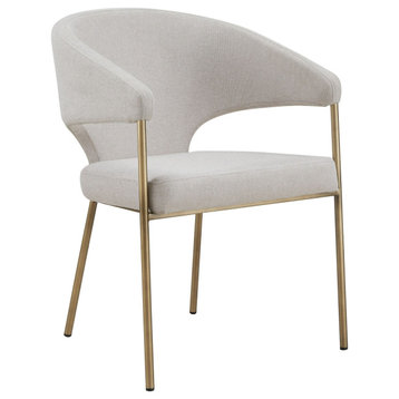 Modrest Claudine Modern Off-White Fabric and Brass Dining Chair