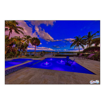 Bennett Nokomis, FL Custom Court Yard Swimming Pool & Spa With Raise Beach Area.