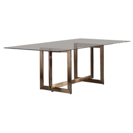 Modrest Keaton Modern Glass and Brass Dining Table