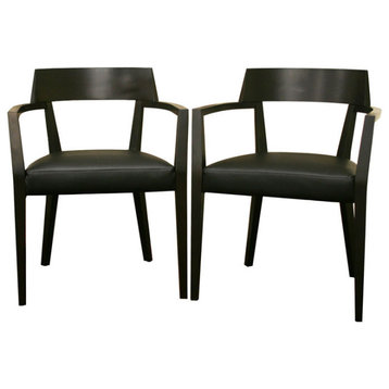 Baxton Studio Laine Wenge Wood and Faux Leather Modern Dining Chairs, Set of 2