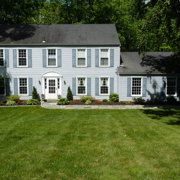 Flagstone Walk with cobblestone edging and landscaping - Paoli, PA