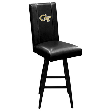 Georgia Tech Yellow Jackets Block GT Swivel Bar Stool With Black Vinyl