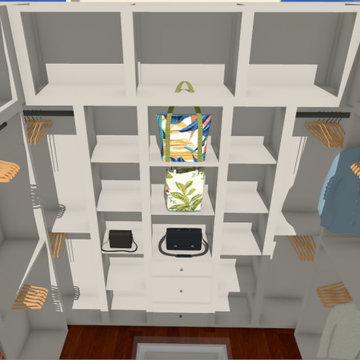 Custom Walk-In Closet with Built-In Storage & Glass-Top Island