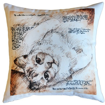 Leonardo's Dogs The Love of Cats Throw Pillow