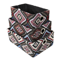 Bird Eye Storage Baskets, Set of 3, 13 x 9 inches, Purple, Red, Blue, White - Products