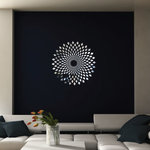 WALLTAT - Forever Diamonds, 22x22 - Our Forever Diamonds Reflective Wall Decal is a beautiful optical illusion that will enchant and mystify your guests. The diamonds slowly converge and warp giving an almost vibrating sensation when you look at it. This thin reflective vinyl has a chrome finish that will show wall imperfections if not totally smooth. Although this material is not an actual mirror, it will reflect light and colors from opposing sides of the room for a dramatic eye catching effect.