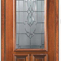 Pre-hung Single Door 96 Wood Mahogany Kensington 2/3 Lite Glass - Front Doors